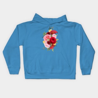 Red Roses lily hand drawn Kids Hoodie